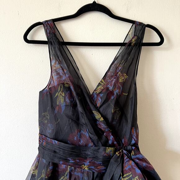 Cinq a sept maxi organza dress Bow size 6 black purple C0 - Picture 5 of 8